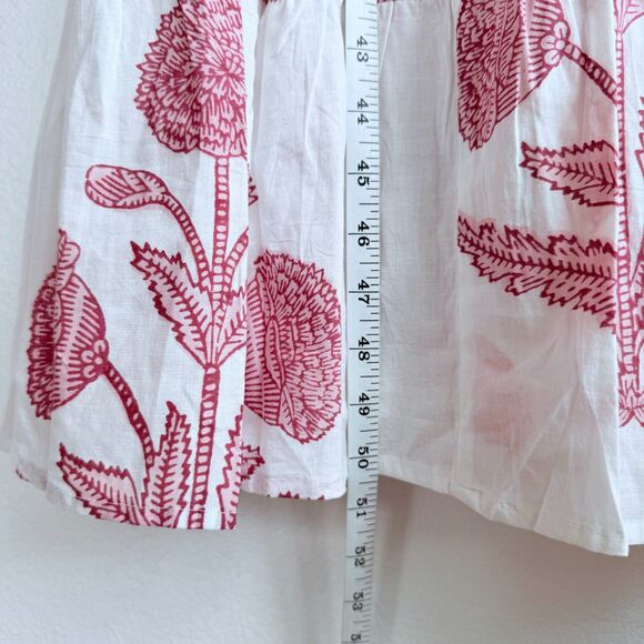 NWT Sur La Vague Blush Katherine Hand Stamped Maxi Dress in White & Pink Size S - Picture 12 of 15